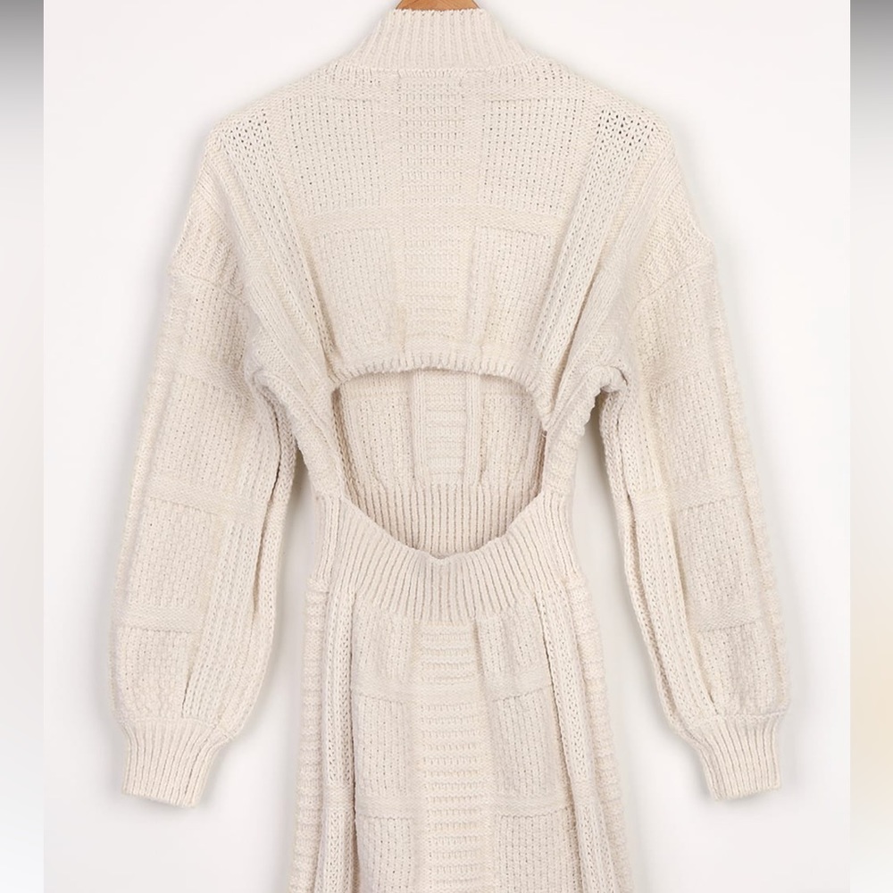 Lulus Patchwork It Cream Cable Knit Cutout Sweate… - image 5